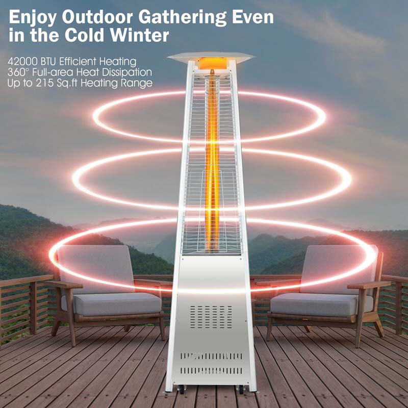 42000 BTU Pyramid Patio Heater Stainless Steel Portable Propane Heater with Wheels