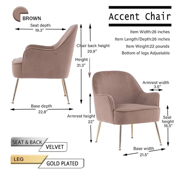 Modern Velvet Fabric Material Accent Chair