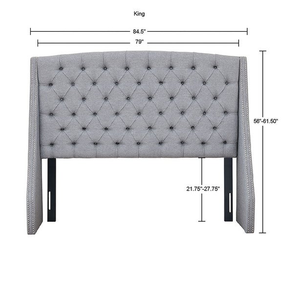 Madison Park Estella Grey Upholstery Headboard - - 15871108