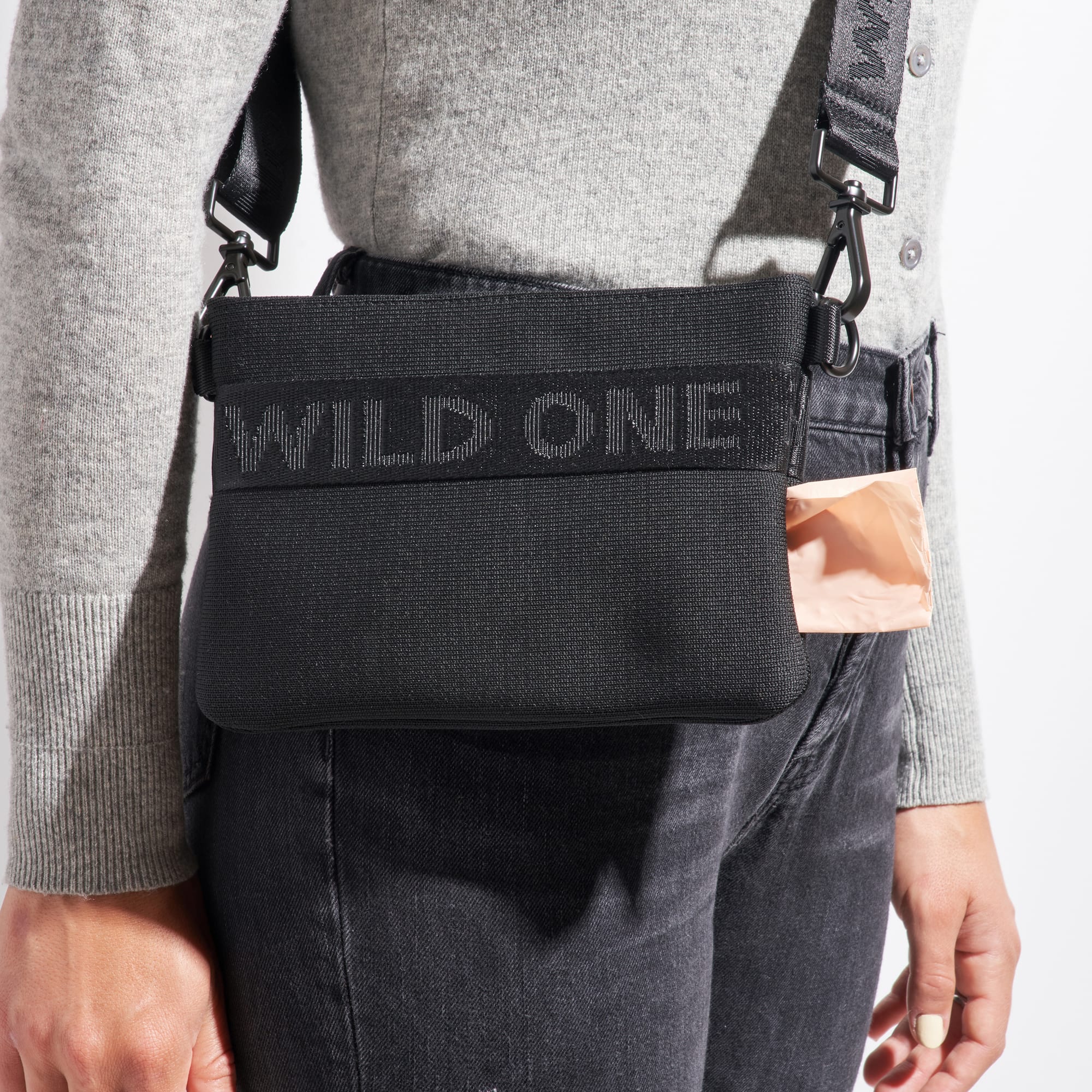 Wild One Recycled Knit Black Treat Pouch