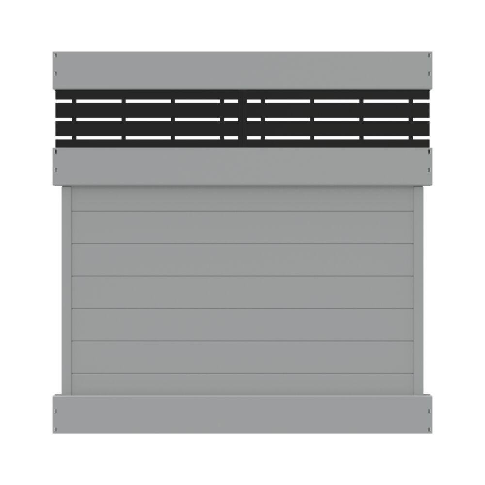 Barrette Outdoor Living 6 ft. x 6 ft. Gray Vinyl Privacy Panel Kit Horizontal Fence with Boardwalk DSP Top 73055102