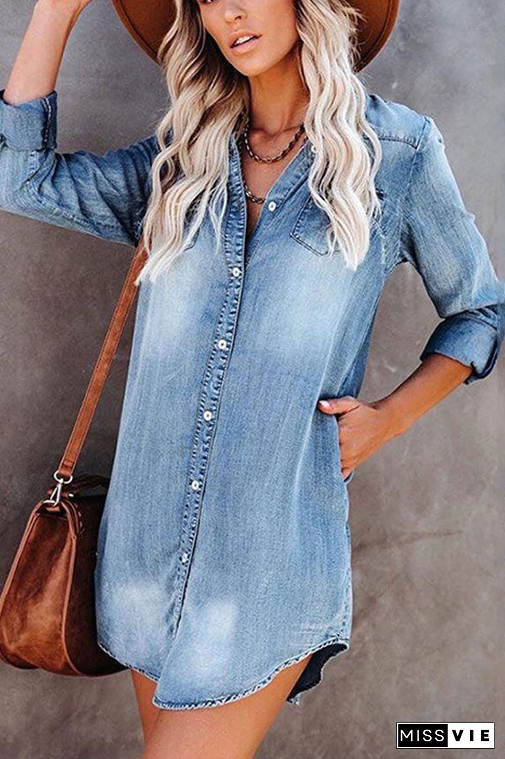 Casual Classic Denim Shirt Dress