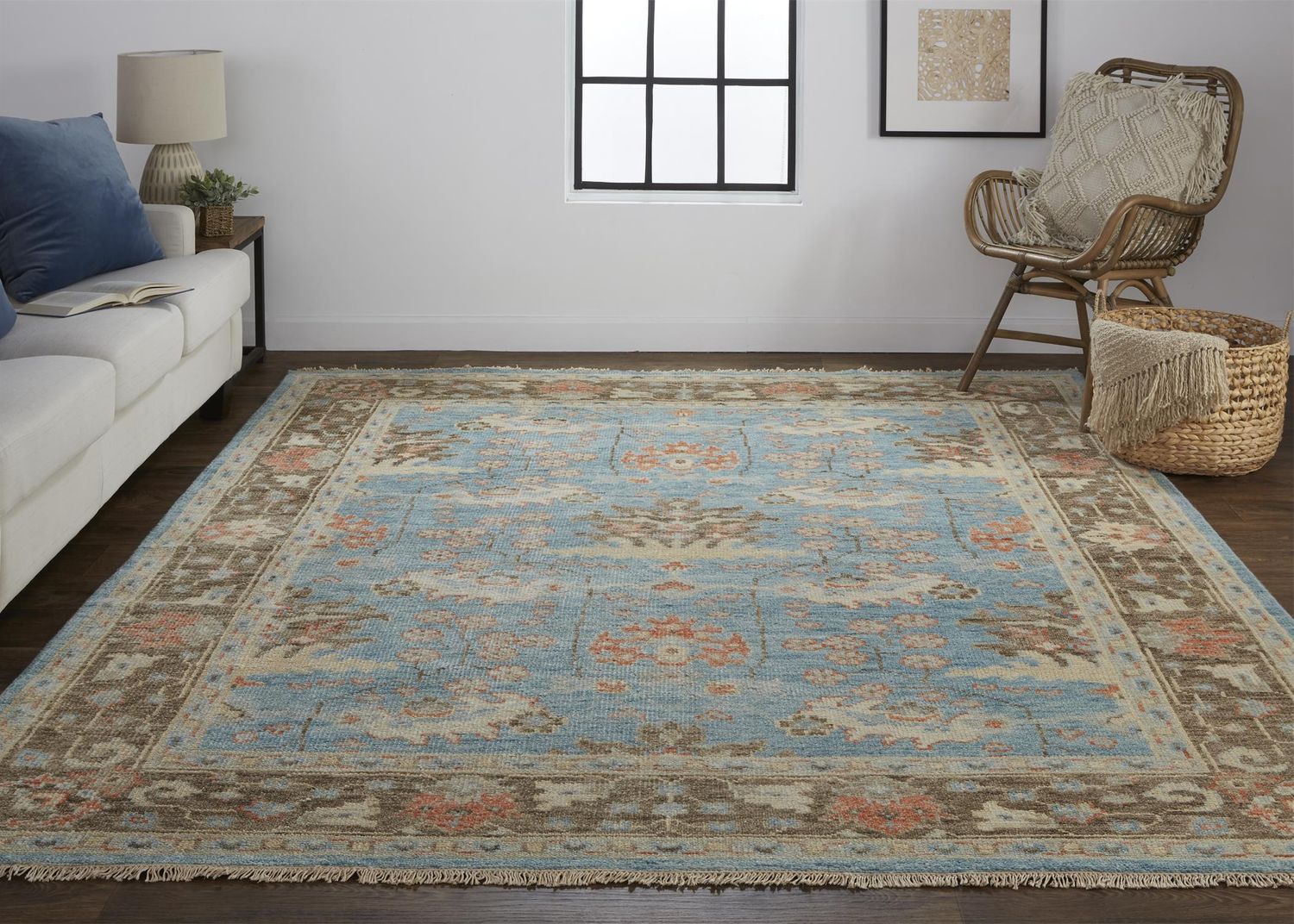 Bennet Hand Knotted Blue and Brown Rug by BD Fine