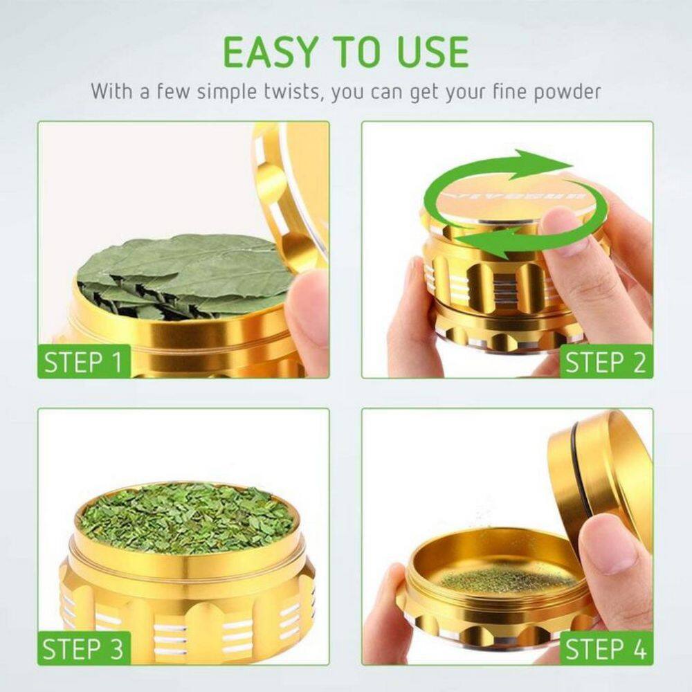 VIVOSUN 2.5 in. Herb Grinder Aluminium Spice Grinder With Pollen Scraper for Kitchen in Yellow X002DVZ33J