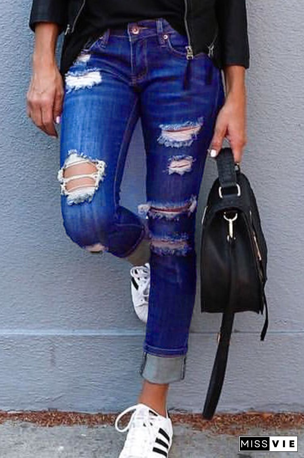 Ripped Slim Pencil Jeans Wholesale