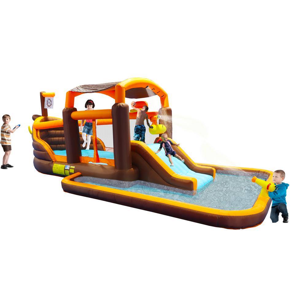 Siavonce Inflatable Big Bounce House Playground Backyard Slide Water Park Bouncer with Cruise ship Pool  Basketball  Blower DJ-ZX-W167789960