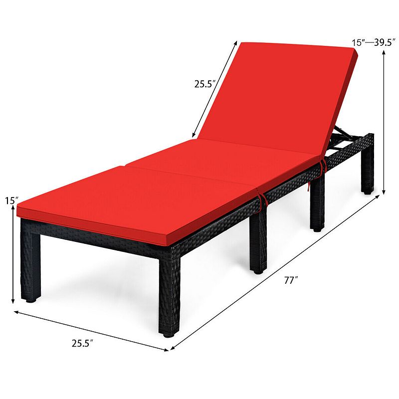 Patio Rattan Cushioned Height Adjustable Lounge Chair