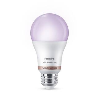 Philips 60-Watt Equivalent A19 LED Smart Wi-Fi Color Changing Smart Light Bulb powered by WiZ with Bluetooth (2-Pack) 562702