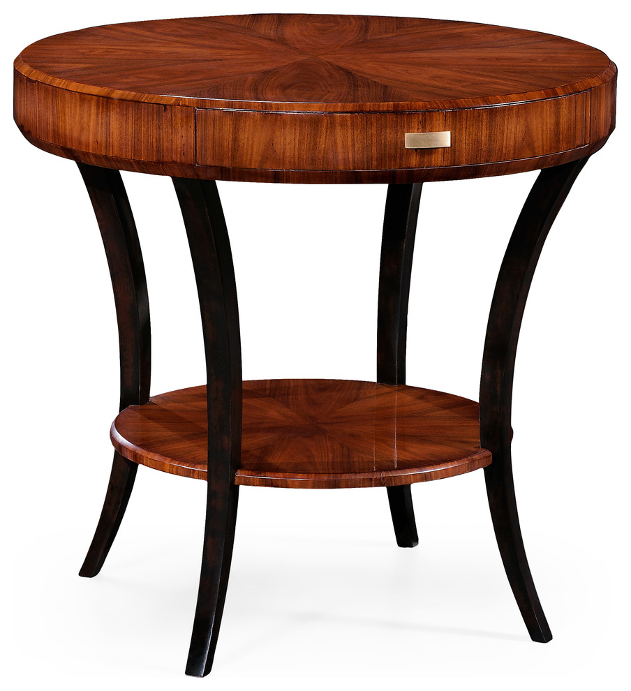 Art Deco Satin Round Side Table With Drawer   Transitional   Side Tables And End Tables   by HedgeApple  Houzz