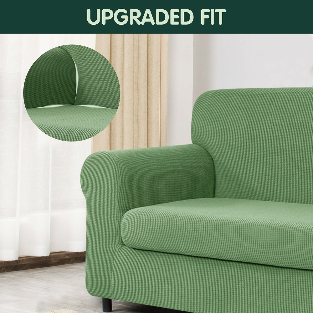 CHUN YI 2 Piece Stretch Loveseat Slipcover Checks Couch Cover