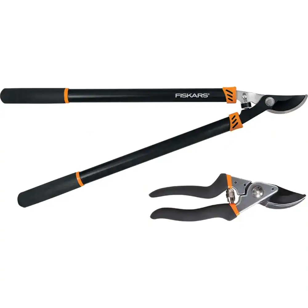 Fiskars Lopper Steel Blade and Pruner Set 2pc with Steel Handle