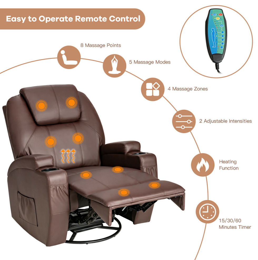 Living Room Massage Chair Recliner   Brown   Contemporary   Recliner Chairs   by AffordableVariety  Houzz