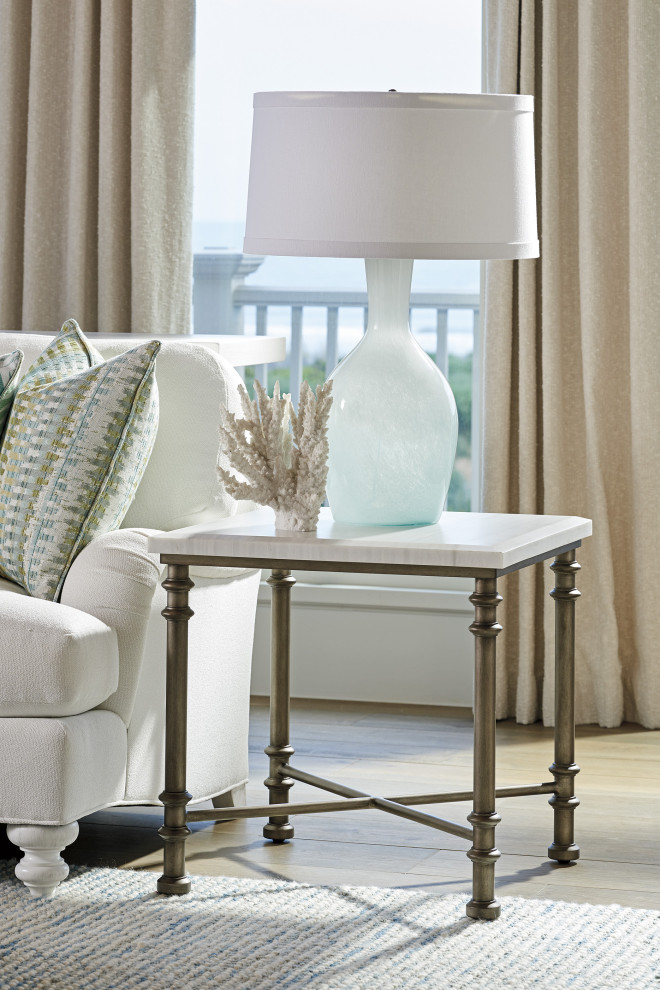 Flagler Square Marble Top End Table   Traditional   Side Tables And End Tables   by Lexington Home Brands  Houzz