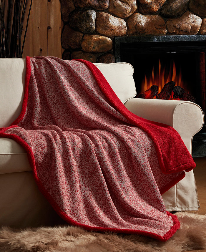 Fireside Heathered Knit Fleece Reverse Throw， 50