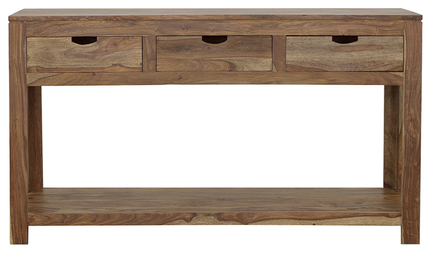 Esther 3 drawer Storage Console Table Natural Sheesham   Modern   Console Tables   by Modon  Houzz