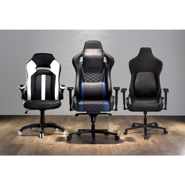 RS Gaming Vertex Faux Leather High-Back Gaming Chair， Black， BIFMA Certified