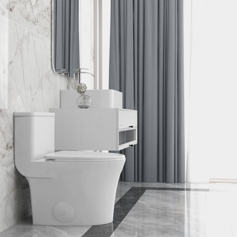 DEERVALLEY DeerValley Symmetry 12 in. Rough in Size 1-Piece 1.28 GPF Single Flush Elongated Toilet in White Seat Included DV-1F52807