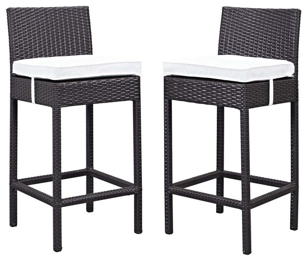 White Lift Bar Stool Outdoor Patio Set Of 2   Tropical   Outdoor Bar Stools And Counter Stools   by First of a Kind USA Inc  Houzz