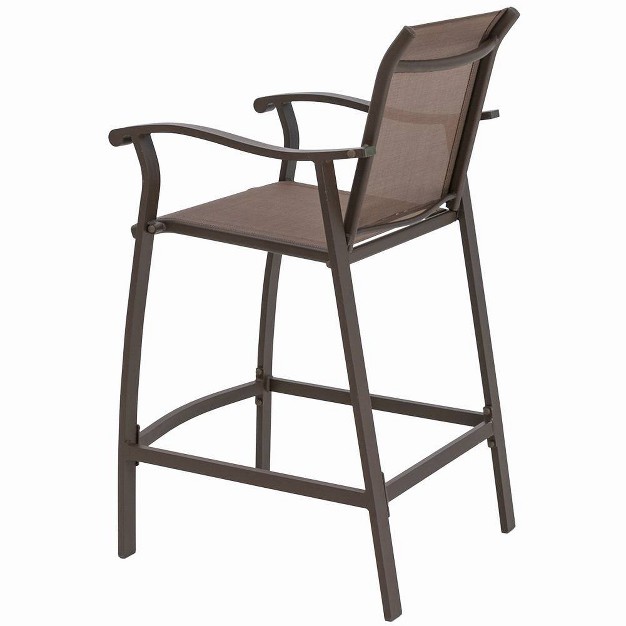 2pc Outdoor Counter Height Aluminum Bar Stools Brown Crestlive Products