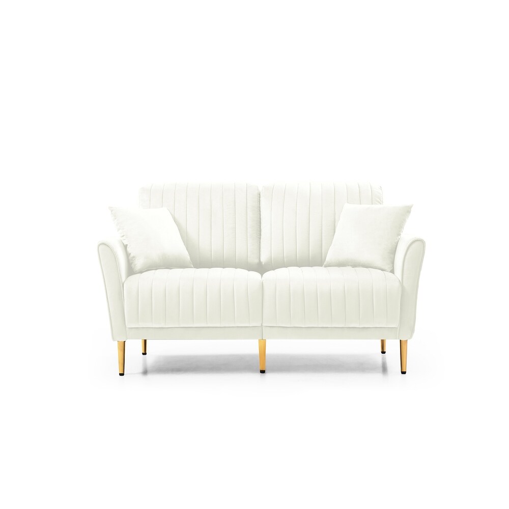 Luxurious Channel Tufted Loveseat Sofa  Reversible Cushions