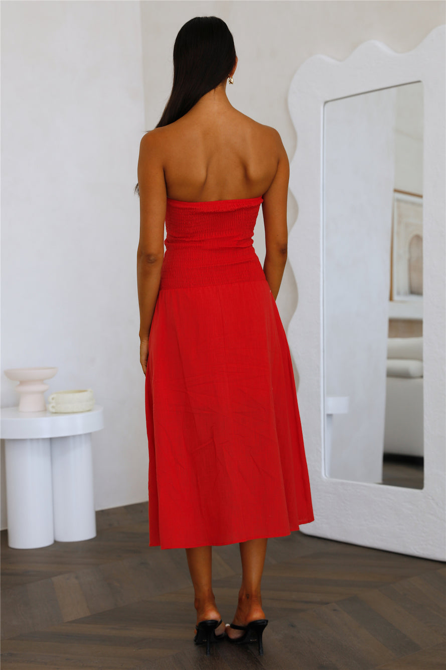 Crimson Horizons Midi Dress Red