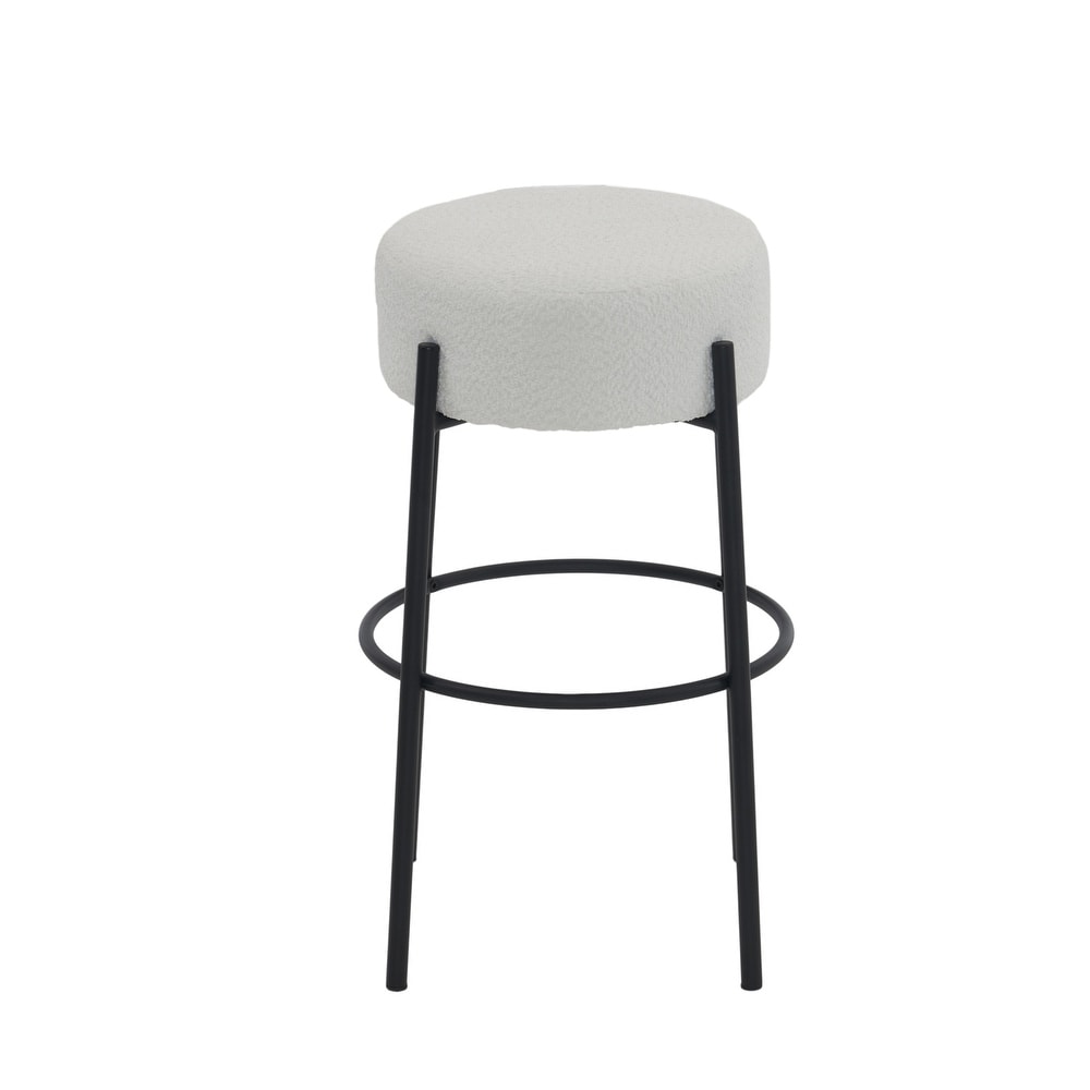 Set of 2 Round Contemporary Upholstered High Bar Stools