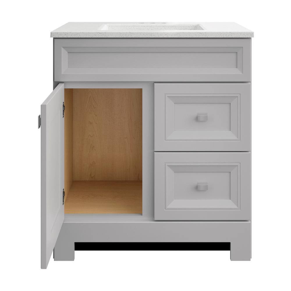 Home Decorators Collection Sedgewood 30.5 in. W x 18.8 in. D x 34.4 in. H Freestanding Bath Vanity in Dove Gray with Arctic Solid Surface Top PPLNKDVR30D