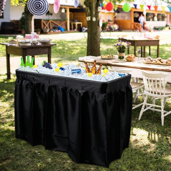 4 Foot Plastic Ice Table with Matching Skirt for Garden Party Black and White