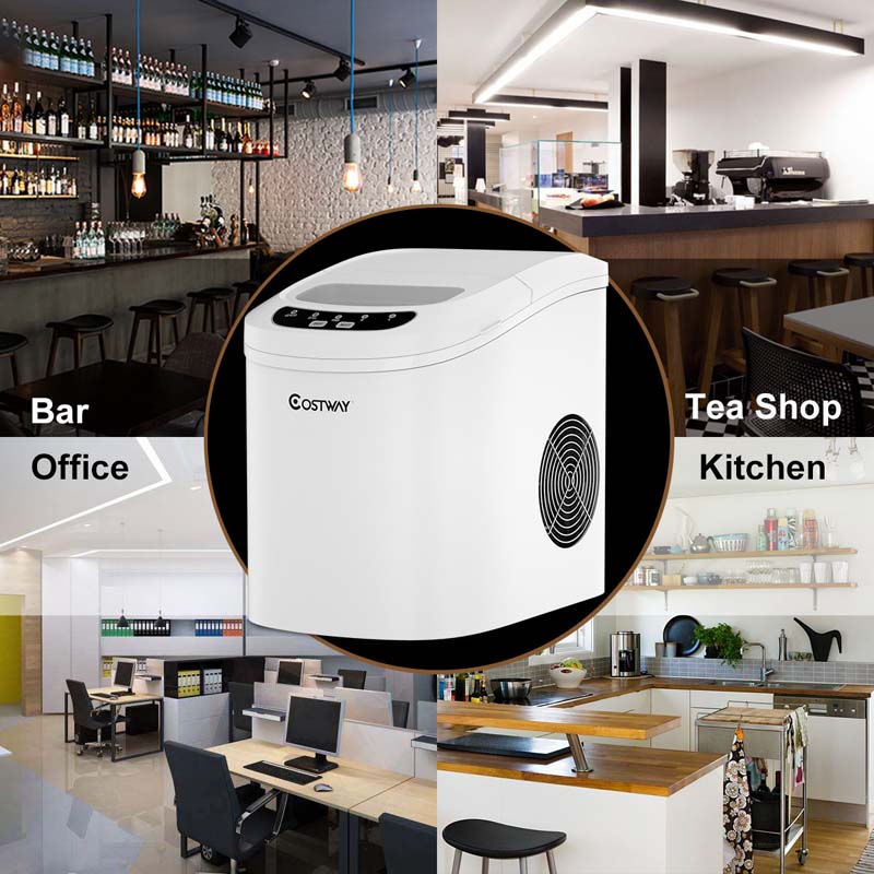 26LBS/24H Mini Portable Ice Maker Countertop, Compact Ice Machine with Ice Scoop