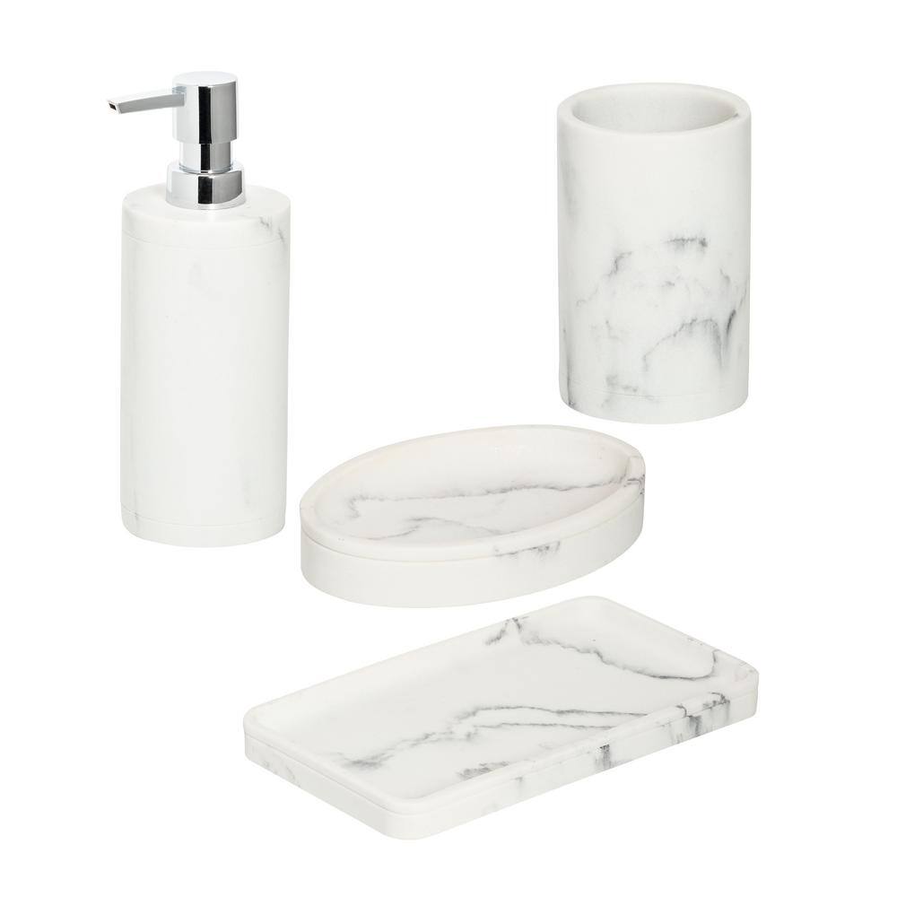 Honey-Can-Do 4-Piece Bathroom Accessories Set in Faux Marble BTH-08732