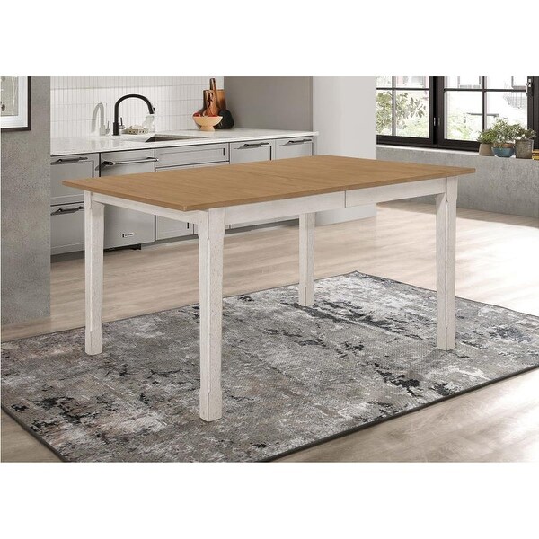 Wooden Extendable Dining Table in Natural and Rustic Off White - Natural and rustic off-white