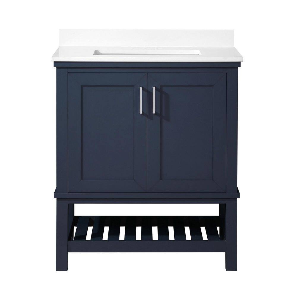 Home Decorators Collection Tupelo 30 in. W Bath Vanity in Midnight Blue with Vanity Top in White with White Basin Tupelo 30MB