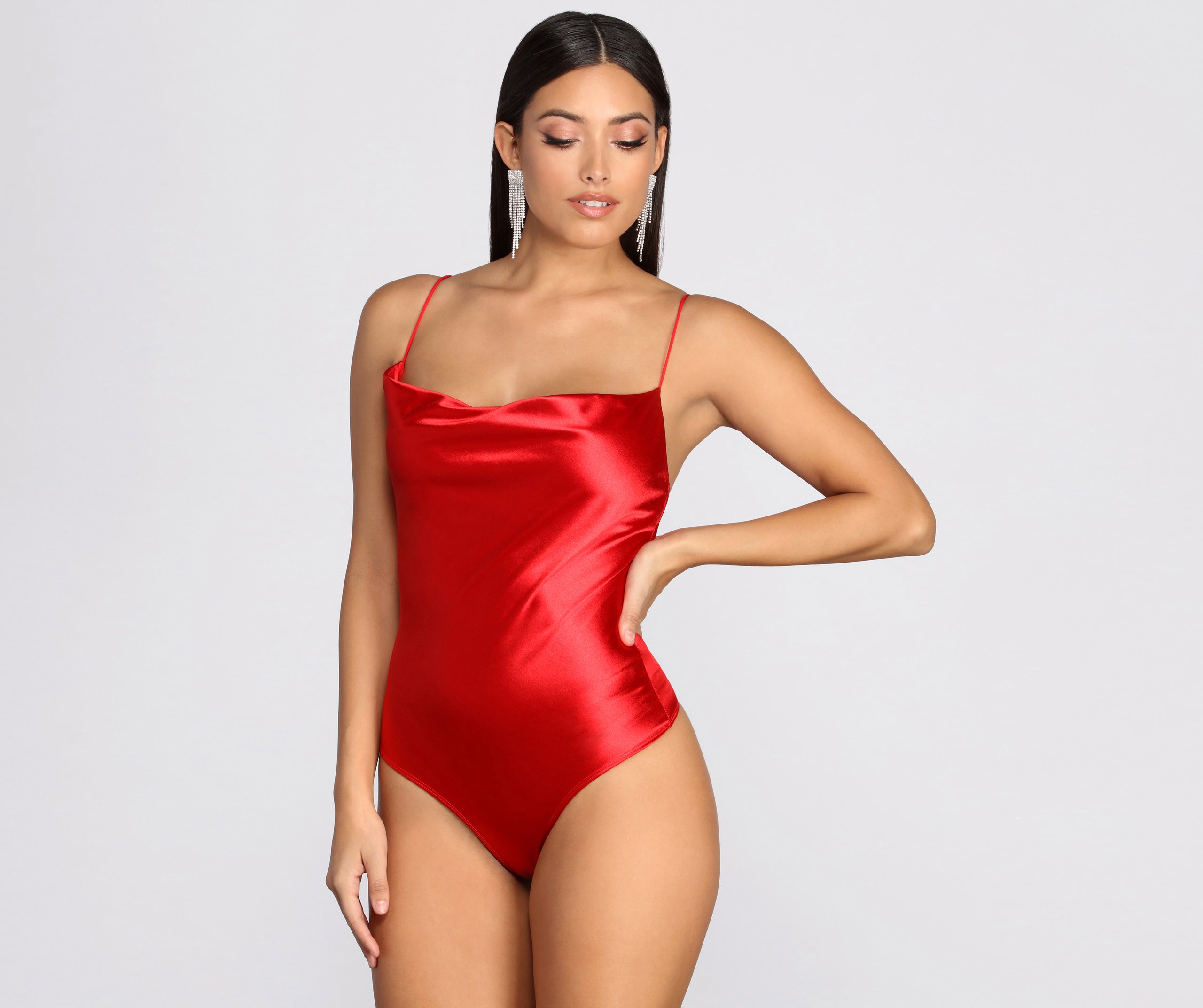 Satin Cowl Neck Bodysuit