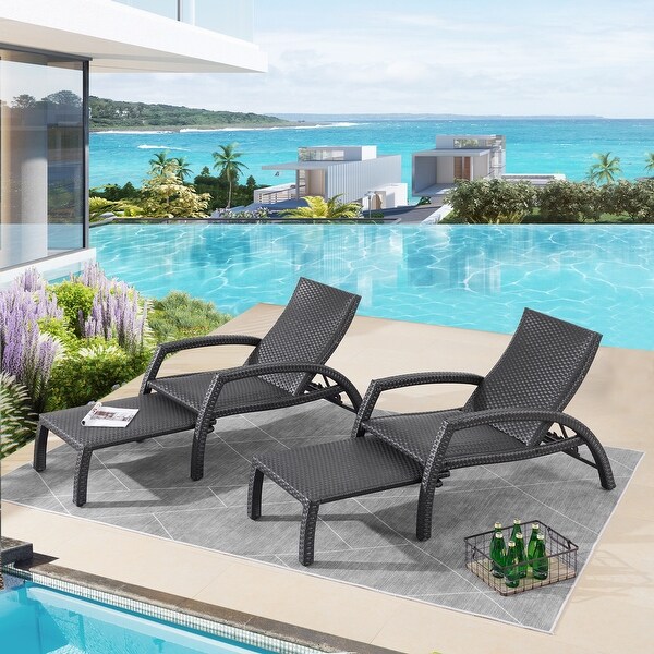 2Pack Aluminum Lounger Outdoor Wicker Convertible Chaise Lounge