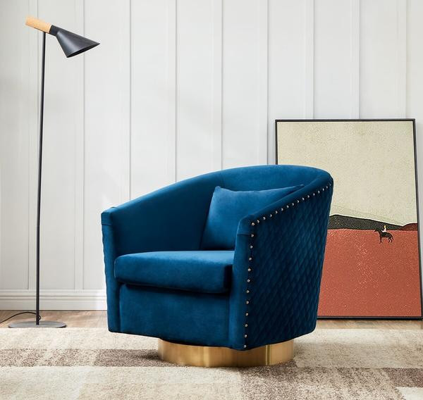 Baylee Quilted Swivel Tub Chair Navy   Contemporary   Armchairs And Accent Chairs   by Virgil Stanis Design  Houzz