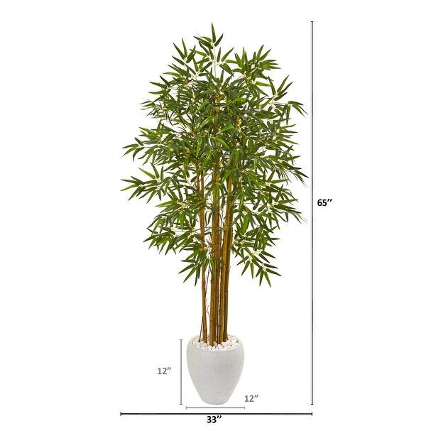 65 Multi Bambusa Bamboo Artificial Tree in White Planter