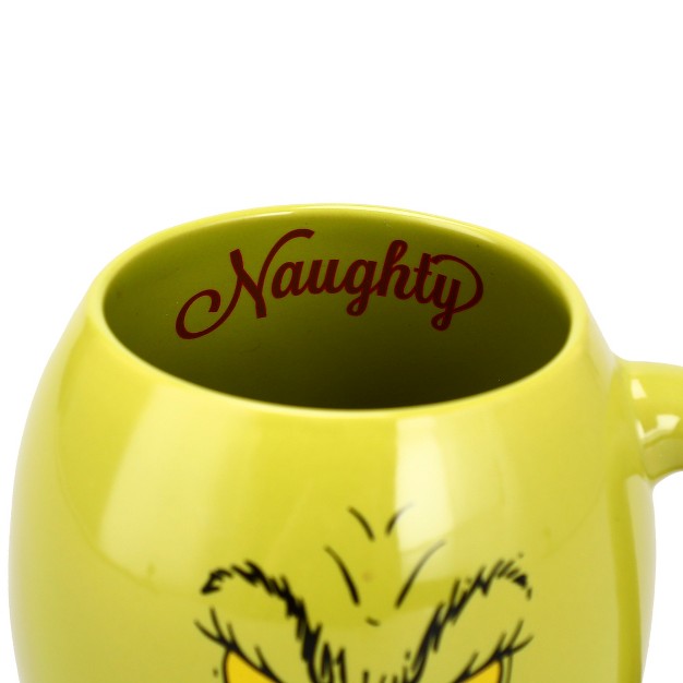 The Grinch Naughty And Nice 18 Oz Oval Sculpted Ceramic Mug