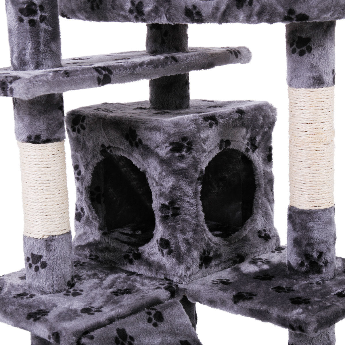 59.5 Inches Multi-Level Cat Tree Stand House Furniture Kittens Activity Tower with Scratching Posts Kitty Pet Play House (Grey)