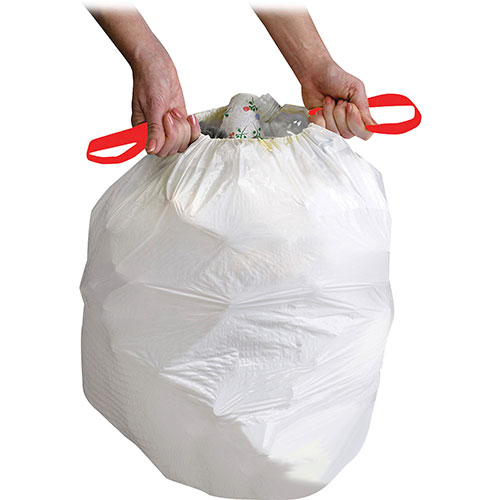 Genuine Joe White Drawstring Trash Bags | 13 Gallon， 0.9 Mil， 24