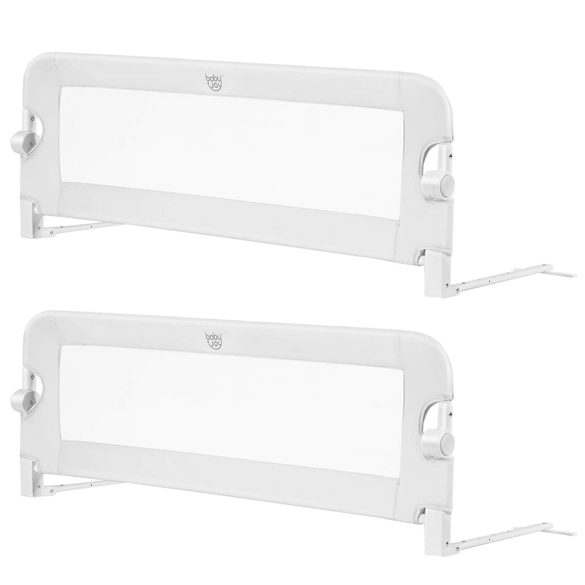 BABY JOY Double Sided Bed Rail Guard, 2 Pack, Extra Long, Swing Down for Convertible Crib