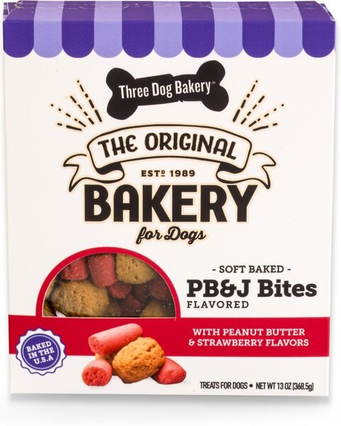 Three Dog Bakery PBandJ Bites Flavored Dog Treats