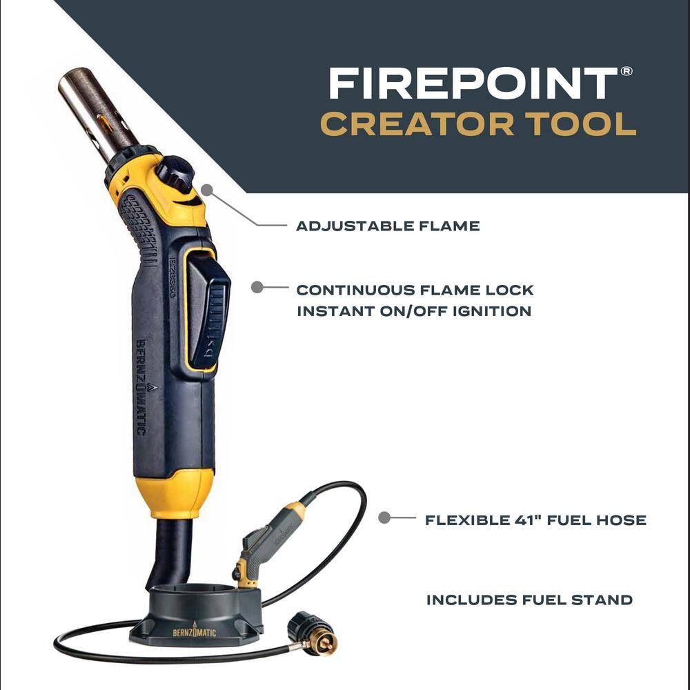 Bernzomatic FirePoint Creator Torch for Map-Pro and Propane Fuel with 41 in. Flexible Extended Hose and Fuel Cylinder Stand BZ8360T