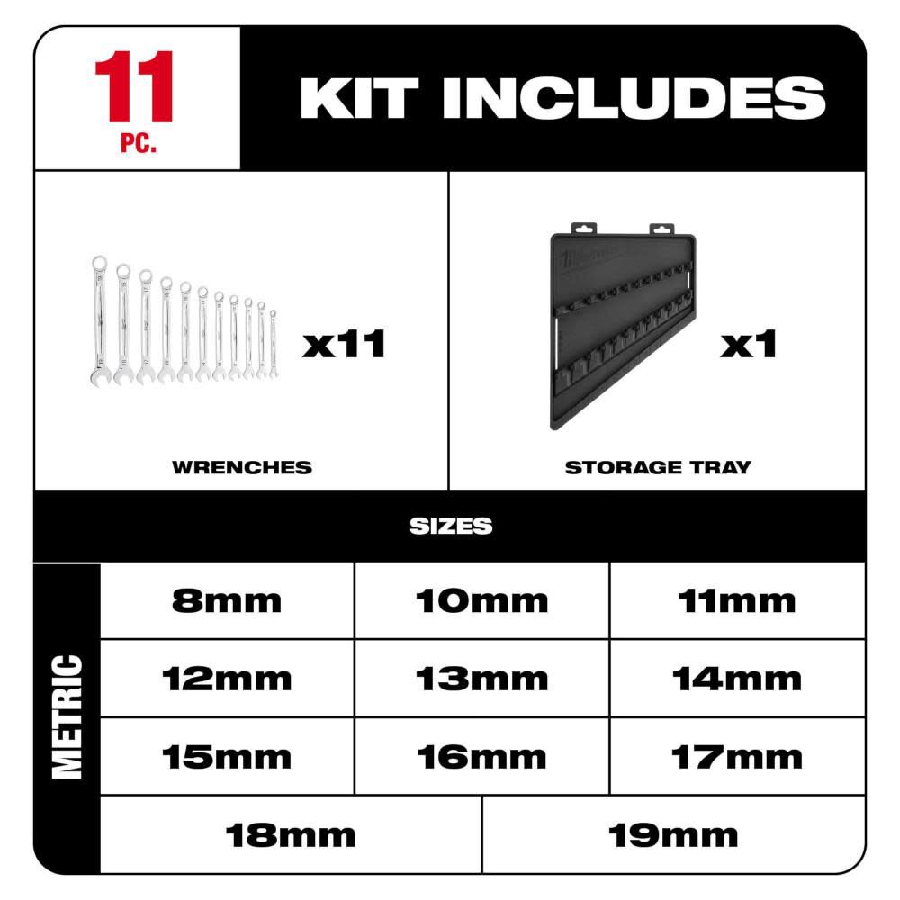 Milwaukee Metric Combination Wrench 11pc Set 48-22-9511 from Milwaukee