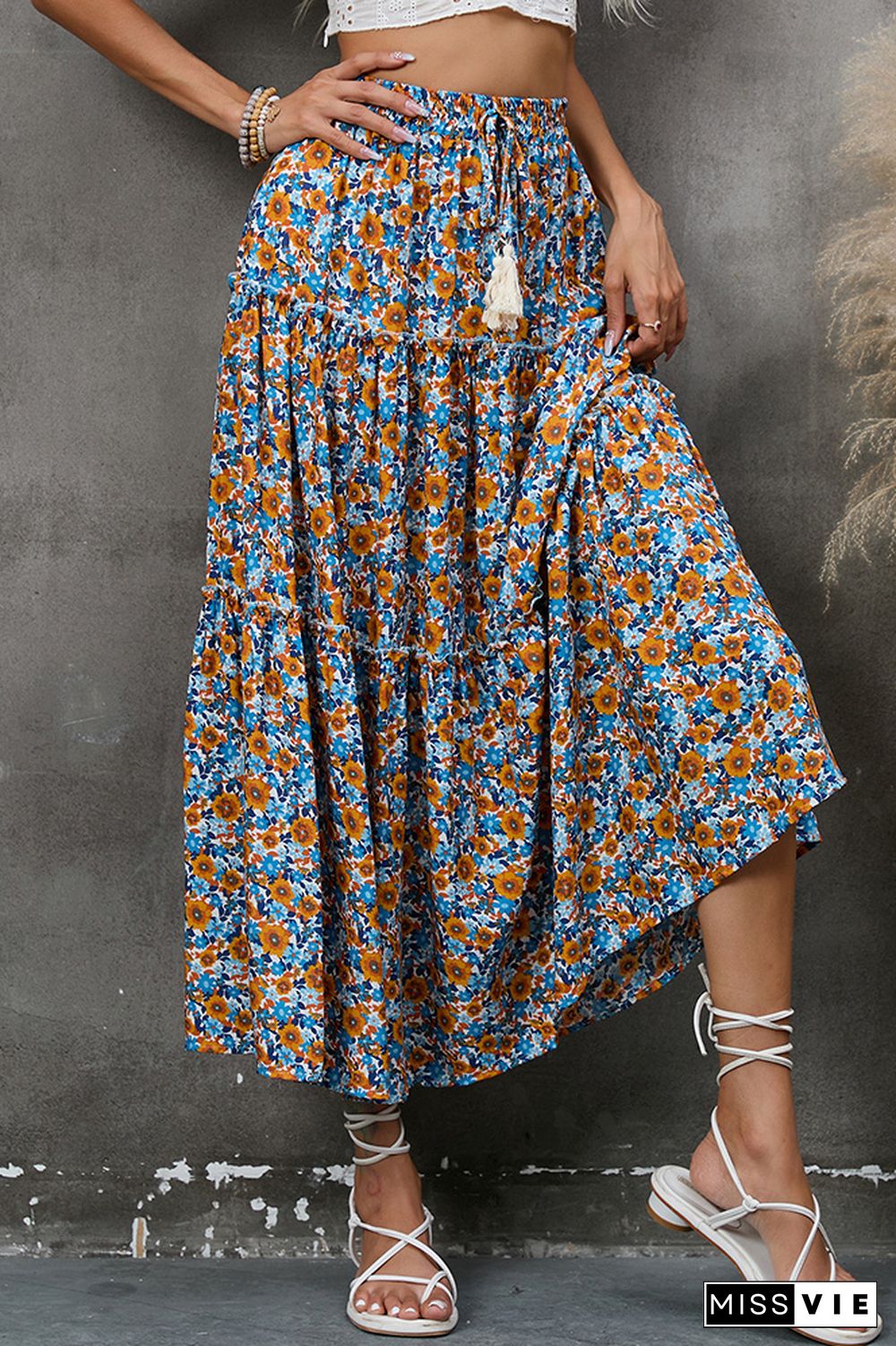 High Waist Tiered FLoral Skirt Dress