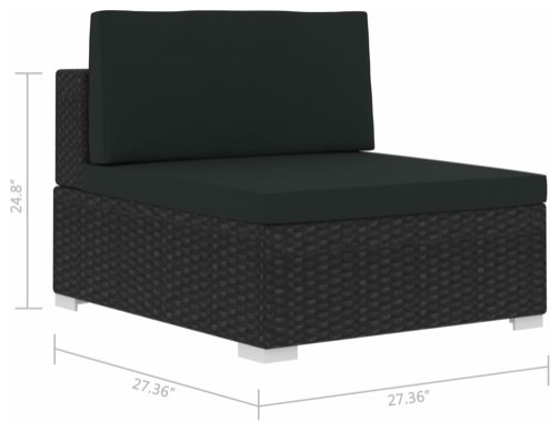 vidaXL 4 Seater Sofa Couch with Cushions Patio Wicker Furniture PE Rattan Black   Tropical   Outdoor Sofas   by vidaXL LLC  Houzz