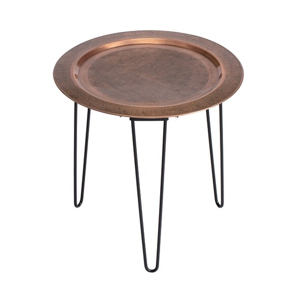 Saffron Fabs 19 inches Diameter Metal Table with Folding Legs - 19.50x19