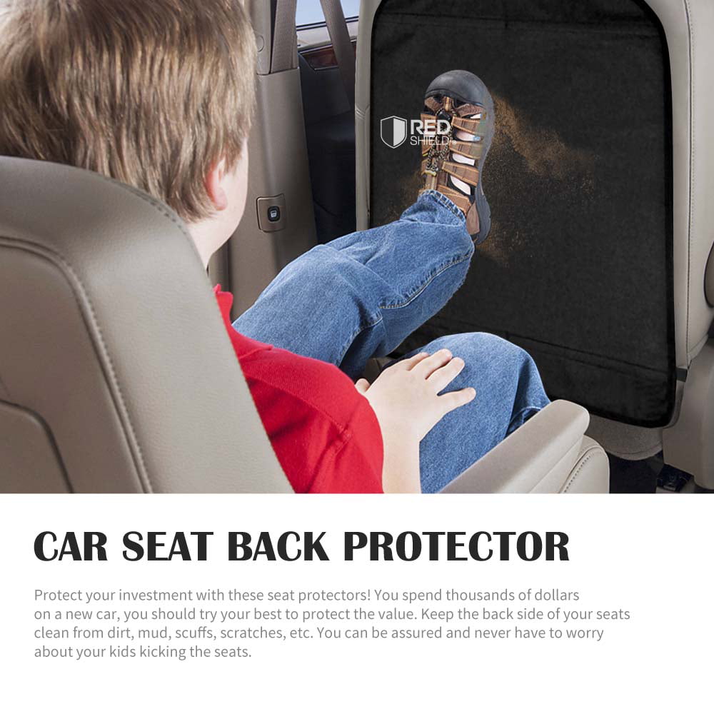 CellBatt RED SHIELD Universal Car Seat Back Protector. Child Kick Guard Mat Protects Automotive Leather and Cloth Seats from Dirt， Scuffs， and Scratches. Best Waterproof Protection for Cars， Trucks， and SUVs.