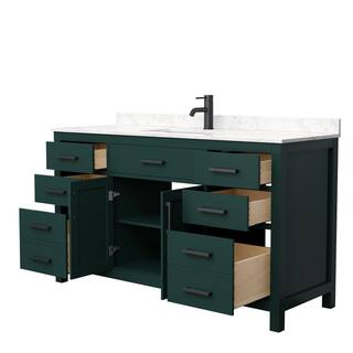 Wyndham Collection Beckett 60 in. W x 22 in. D x 35 in. H Single Sink Bathroom Vanity in Green with Carrara Cultured Marble Top WCG242460SGKCCUNSMXX