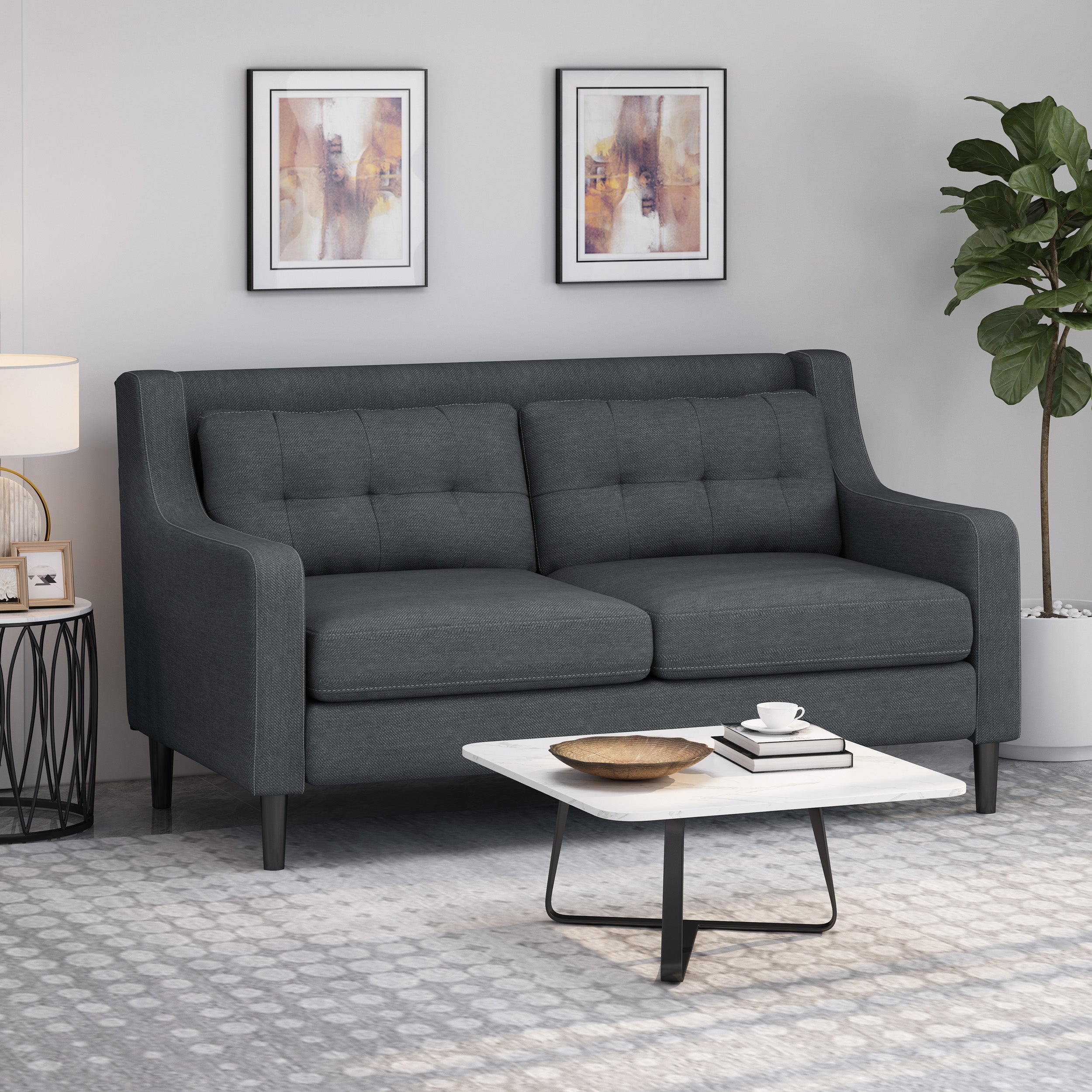 Anaysha Contemporary Fabric Loveseat