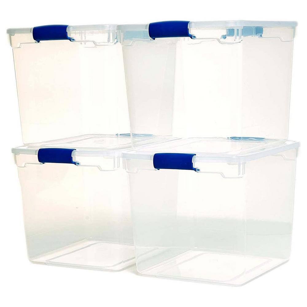 HOMZ 31 qt. Heavy Duty Clear Plastic Stackable Storage Containers (12-Pack) 3 x 3430CLRDC.04